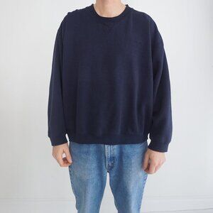 Vintage Cherokee Navy Cotton Blend Boxy Fit Crewneck Sweater XL
